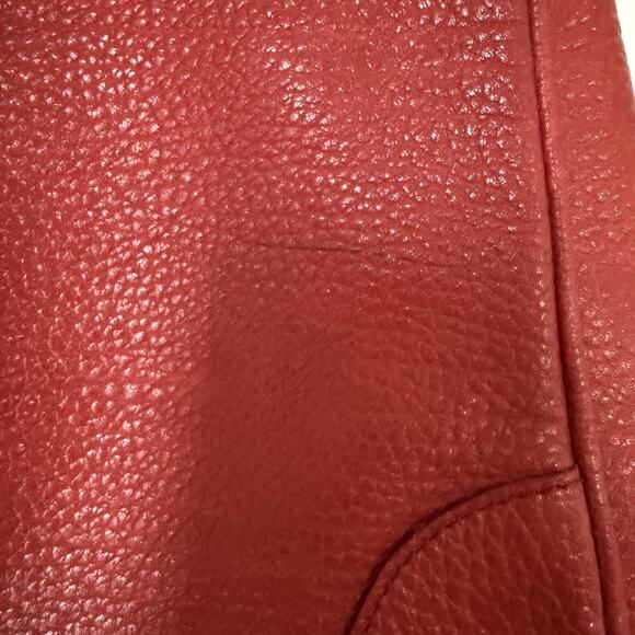 Classic Tote Bag Bordeaux Red Leather Shoulder Purse French Custom Gold Accent - Picture 8 of 16